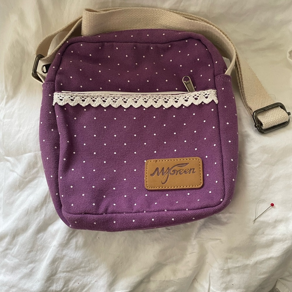 Purple Polka Dot Crossbody Bag
